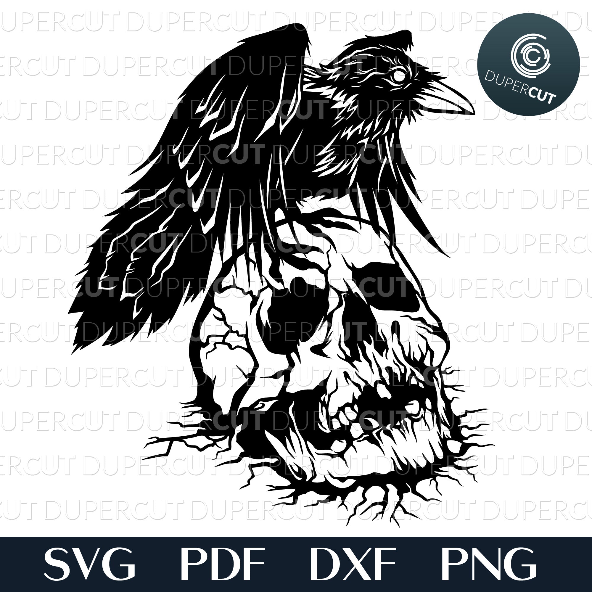 RAVEN WITH SKULL - SVG / PDF / DXF / PNG – DuperCut