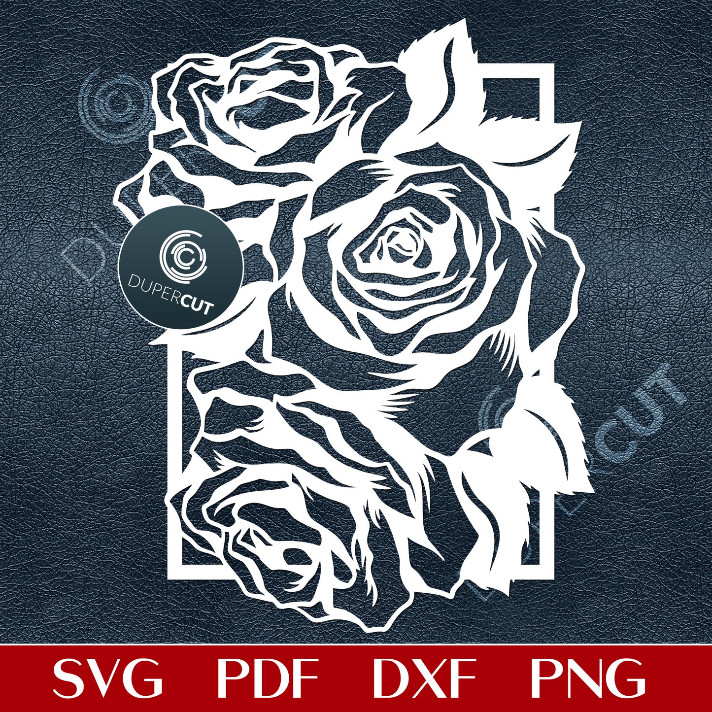 Roses arrangement, paper cutting template. SVG PNG DXF cutting files for Glowforge, Cricut, Silhouette cameo, laser engraving.