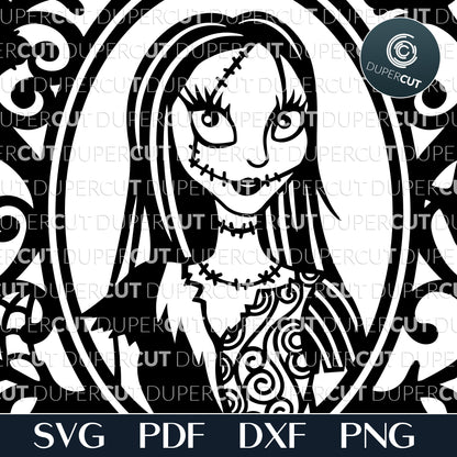 Sally Nightmare before Christmas Halloween decoration - SVG PNG DXF layered cutting files for Glowforge, Cricut, Silhouette, CNC plasma laser machines by DuperCut