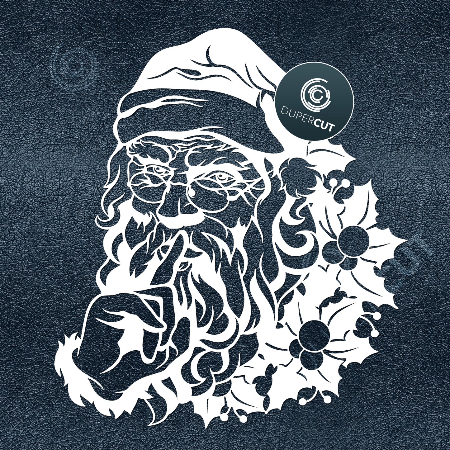 Shushing Santa Claus, custom stencil illustration. SVG PNG DXF cutting files for Cricut, Silhouette, Glowforge, print on demand, sublimation templates