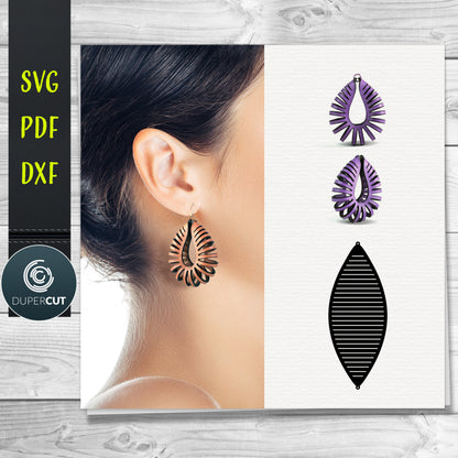 DIY nautilus shell 3D Leather Earrings SVG PDF DXF vector files. Jewellery making template for laser and cutting machines - Glowforge, Cricut, Silhouette Cameo.