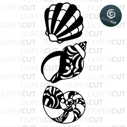 Paper Cutting Template - Seashells silhouettes