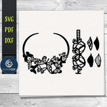 DIY Leather Bracelet, Necklace, Earrings SVG PDF DXF vector files. Jewellery making template for laser and cutting machines - Glowforge, Cricut, Silhouette Cameo.