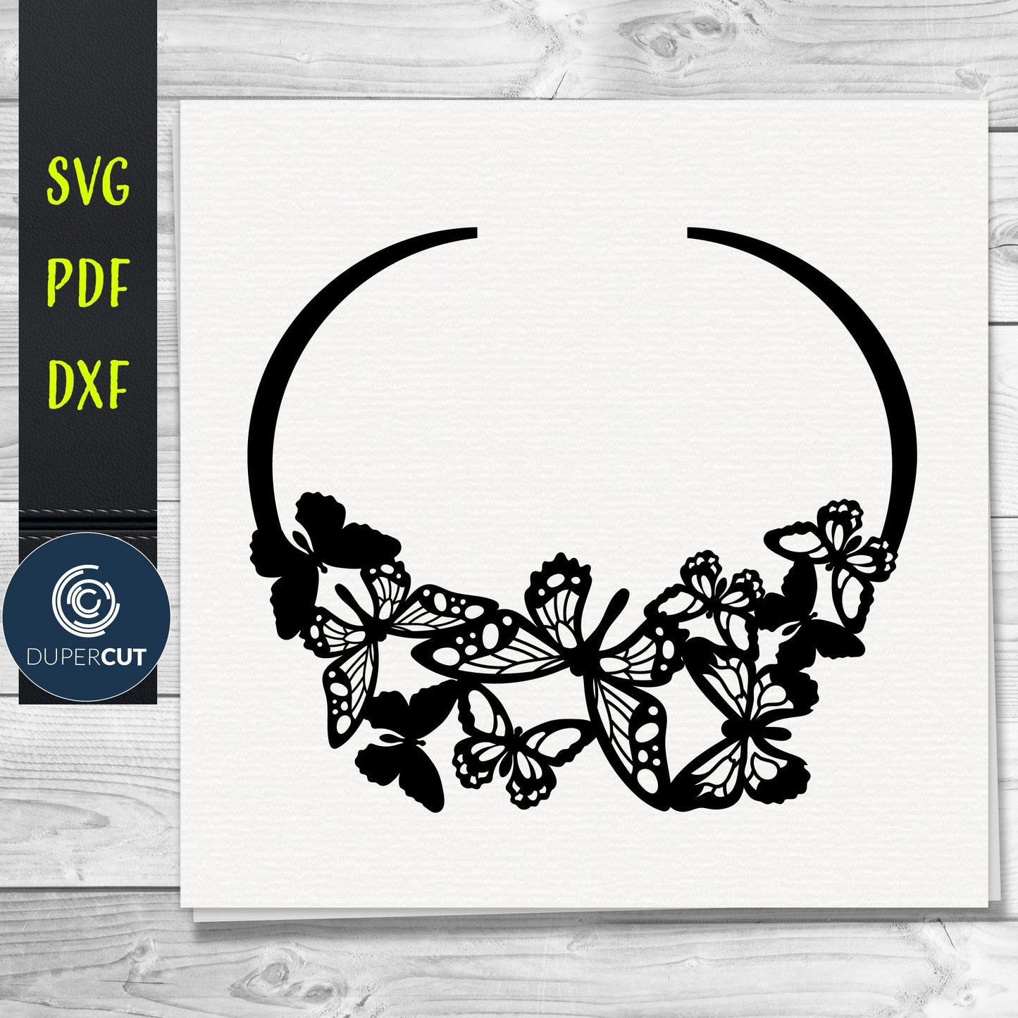 Butterfly Leather Necklace SVG PDF DXF vector files. Jewellery making template for laser and cutting machines - Glowforge, Cricut, Silhouette Cameo.