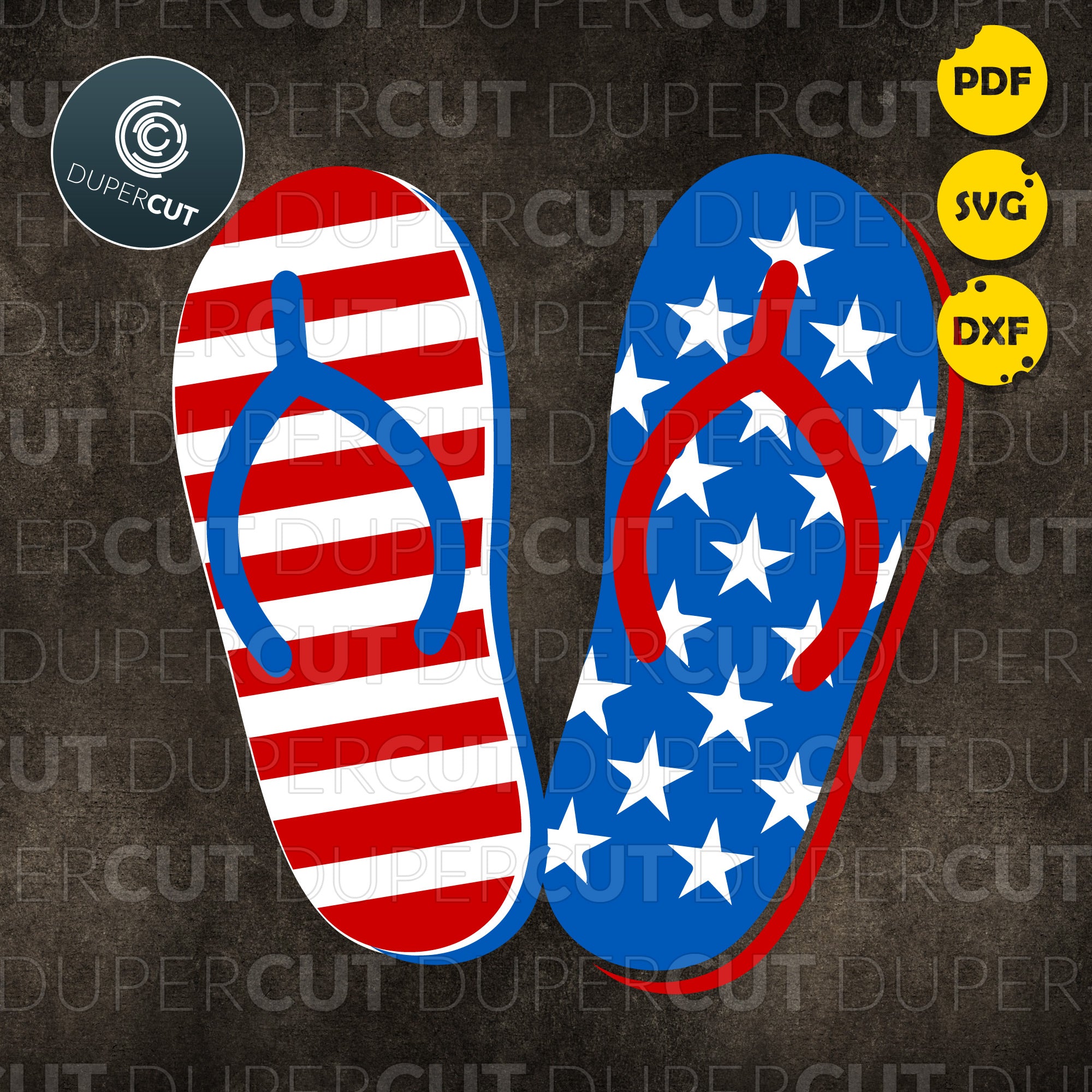 AMERICAN FLIP FLOPS - Layered files - SVG / PDF / PNG – DuperCut