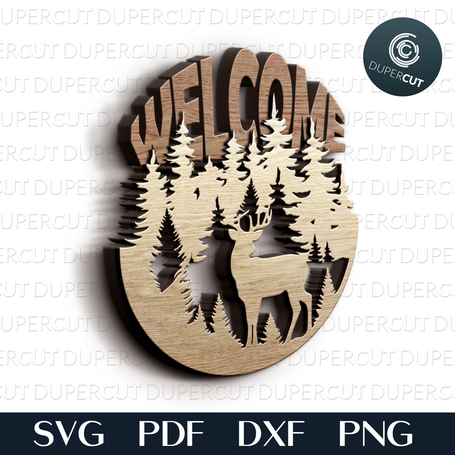 Wilderness scene deer Dual layer files. SVG PDF DXF cutting template for laser cutting, engraving, Glowforge, Cricut, Silhouette, CNC plasma