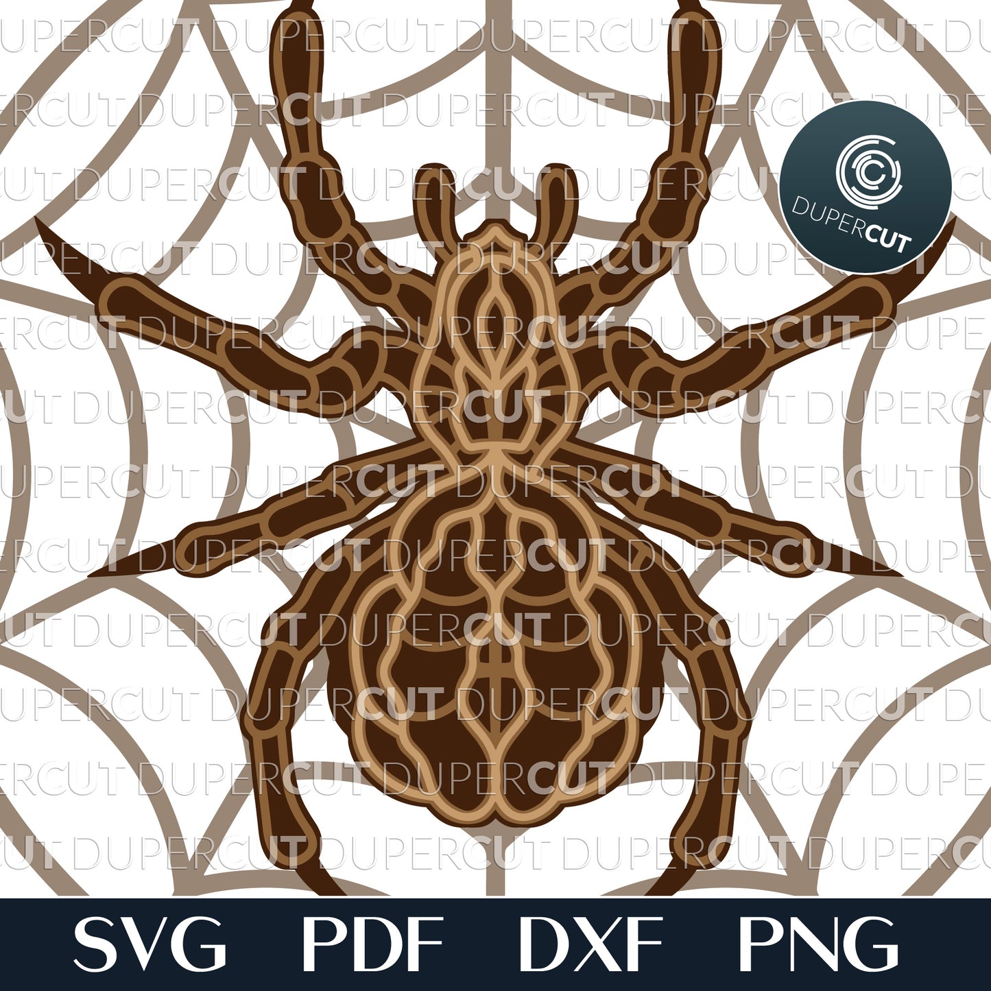 Web with a spider - layered cut files - SVG PDF DXF vector template for Glowforge, Cricut, Silhouette Cameo, laser cutting machines