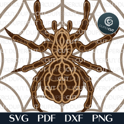 Web with a spider - layered cut files - SVG PDF DXF vector template for Glowforge, Cricut, Silhouette Cameo, laser cutting machines