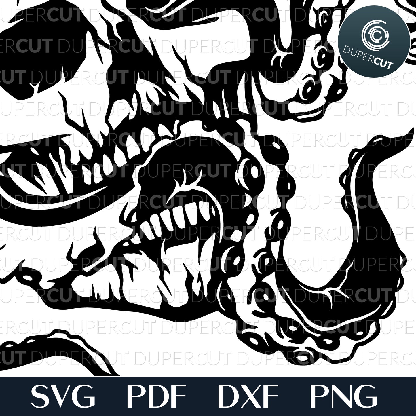 Octopus skull head gothic vector files - SVG DXF PNG cutting template for Cricut, Silhouette, laser engraving, sublimation.