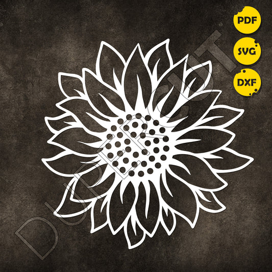 Sunflower silhouette, easy DIY project for beginners, cutting  template - SVG DXF PNG files for Cricut, Glowforge, Silhouette Cameo, CNC Machines