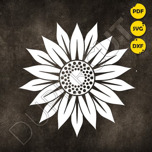 Simple sunflower template - SVG DXF PNG files for Cricut, Glowforge, Silhouette Cameo, CNC Machines
