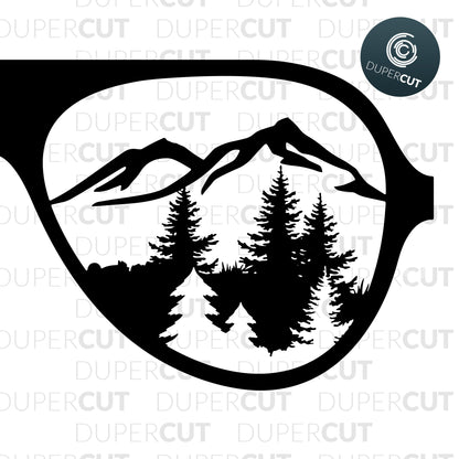 Mountains and trees adventure - SVG DXF JPEG files for CNC machines, laser cutting, Cricut, Silhouette Cameo, Glowforge engraving