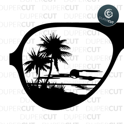 Palm beach sunglasses template - SVG DXF JPEG files for CNC machines, laser cutting, Cricut, Silhouette Cameo, Glowforge engraving