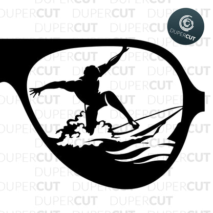 Surfer adventure template - SVG DXF JPEG files for CNC machines, laser cutting, Cricut, Silhouette Cameo, Glowforge engraving