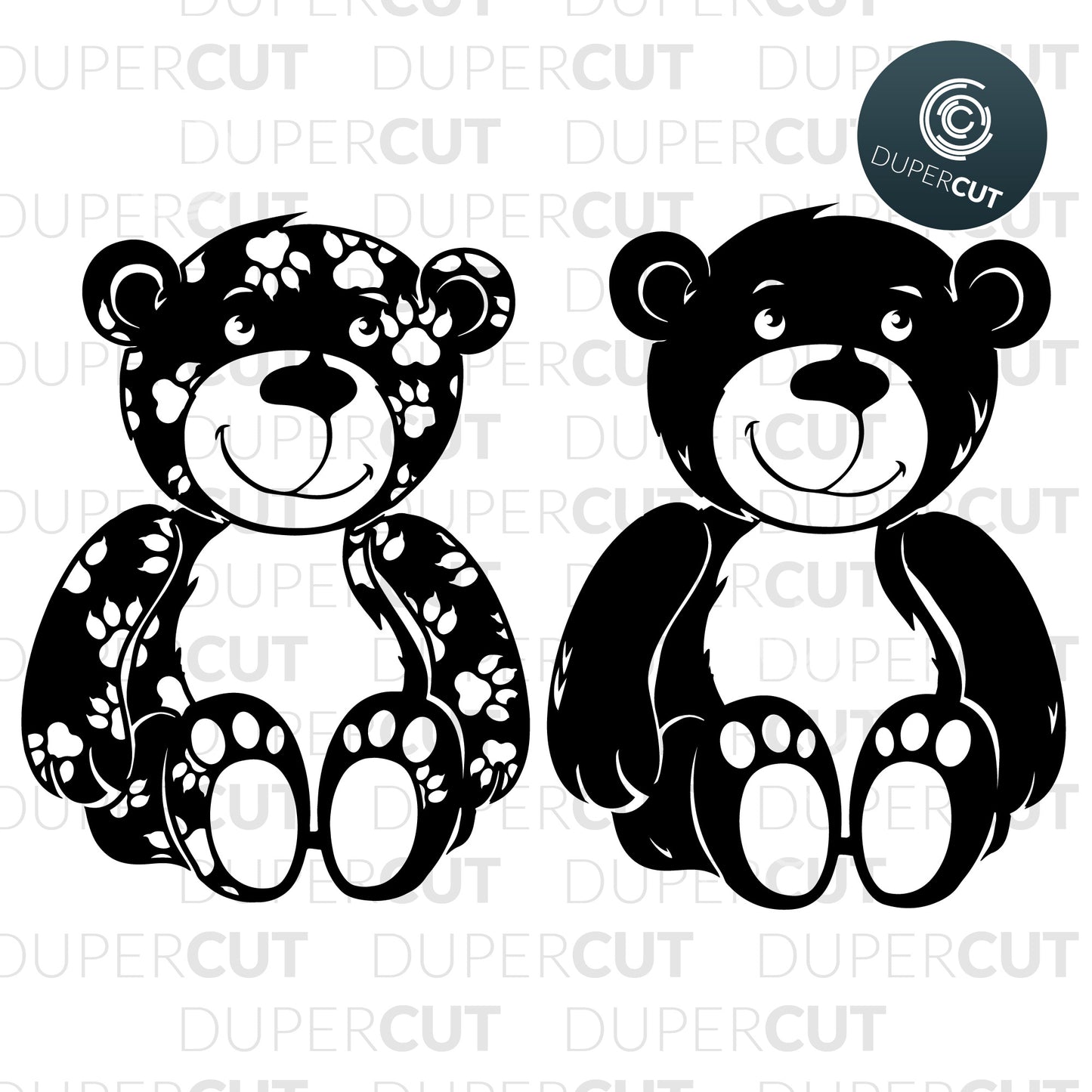 SVG PNG DXF teddy bear - paper cutting template, print on demand files, for Cricut, Grlowforge, Silhouette