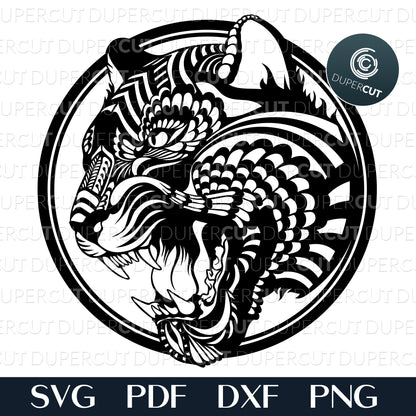 ZENTANGLE TIGER - SVG / PDF / DXF / PNG – DuperCut