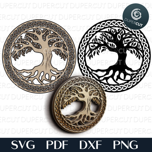 Tree of Life layered files, SVG PNG DXF files for cutting, laser engraving, scrapbooking. For use with Cricut, Glowforge, Silhouette, CNC machines.