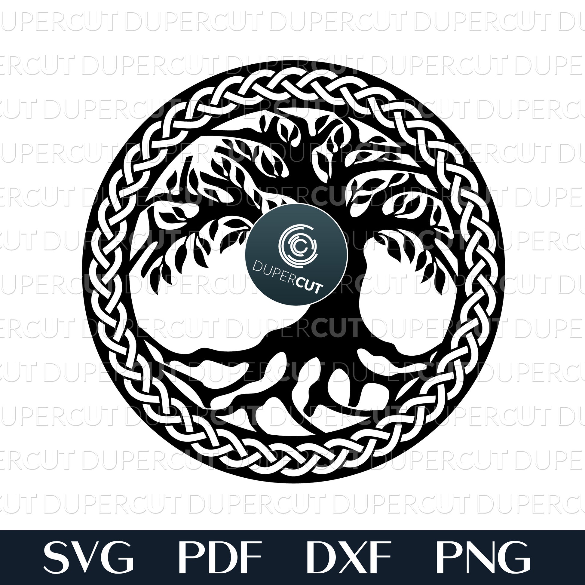 Celtic Tree of life silhouette, SVG PNG DXF files for cutting, laser engraving, scrapbooking. For use with Cricut, Glowforge, Silhouette, CNC machines.