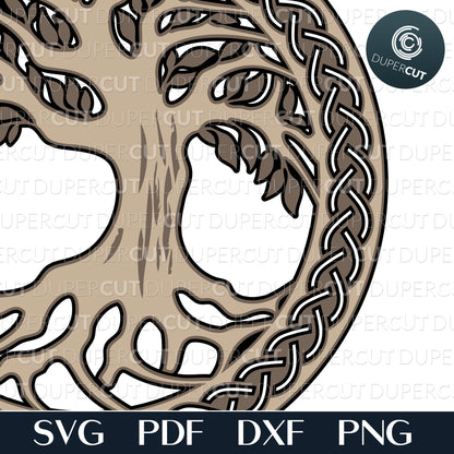 Tree of life layered files, SVG PNG DXF files for cutting, laser engraving, scrapbooking. For use with Cricut, Glowforge, Silhouette, CNC machines.