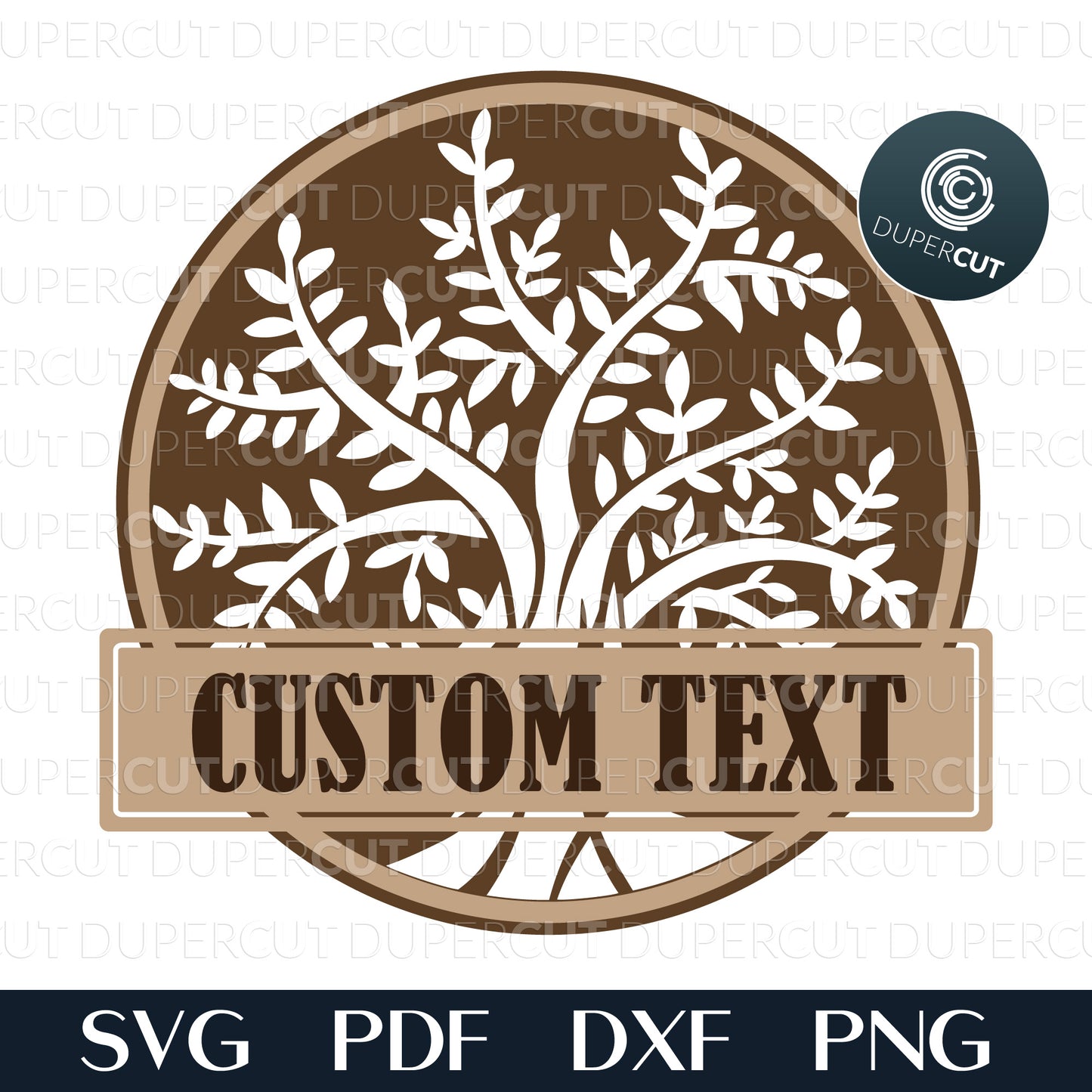 Tree of life personalized sign cabin decoration - SVG PDF DXF layered files for laser cutting machines - Glowforge, CNC plasma, Cricut, Silhouette cameo  by DuperCut
