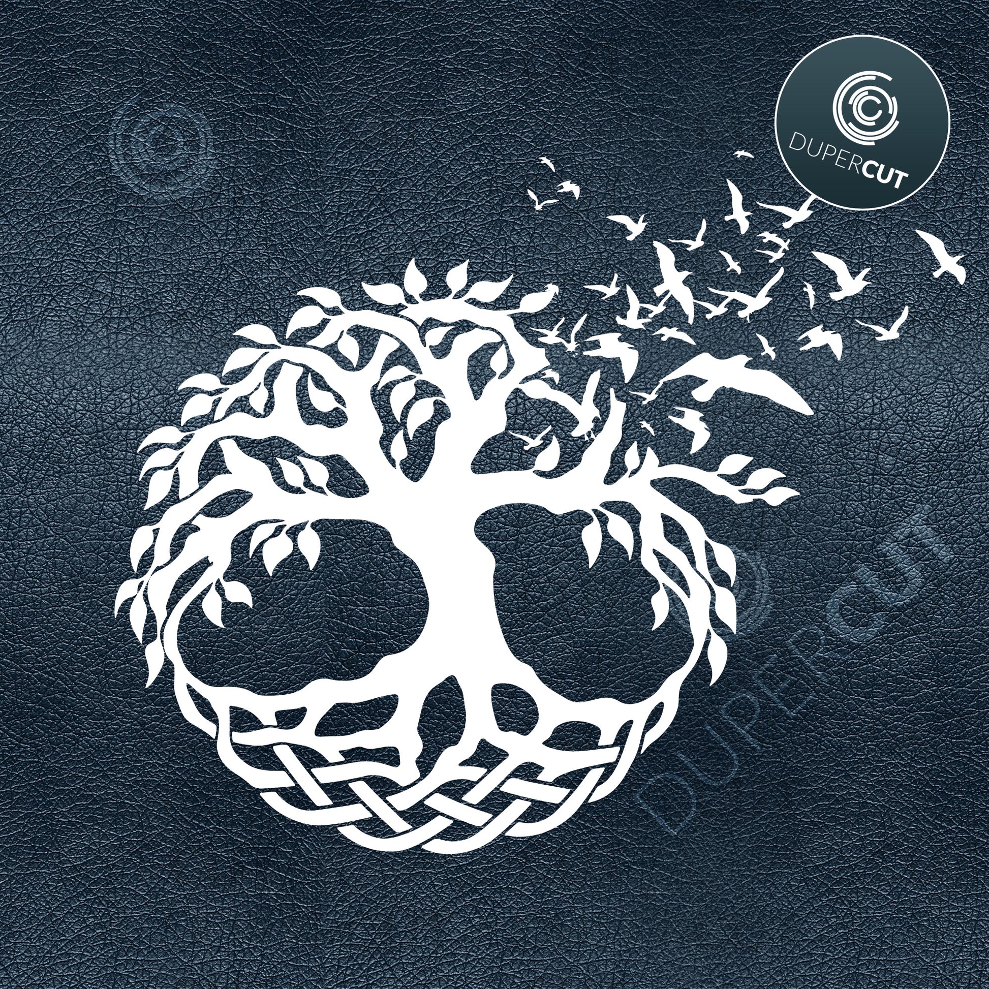 SVG PNG DXF Tree of life with flying birds - paper cutting template, print on demand files, for Cricut, Grlowforge, Silhouette