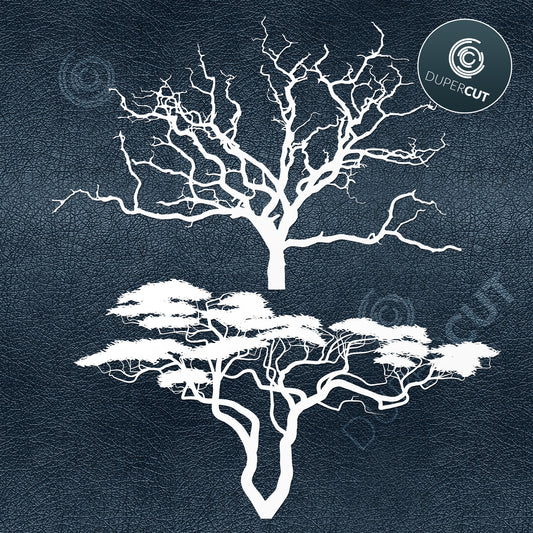 Paper cutting template - tree silhouettes bundle