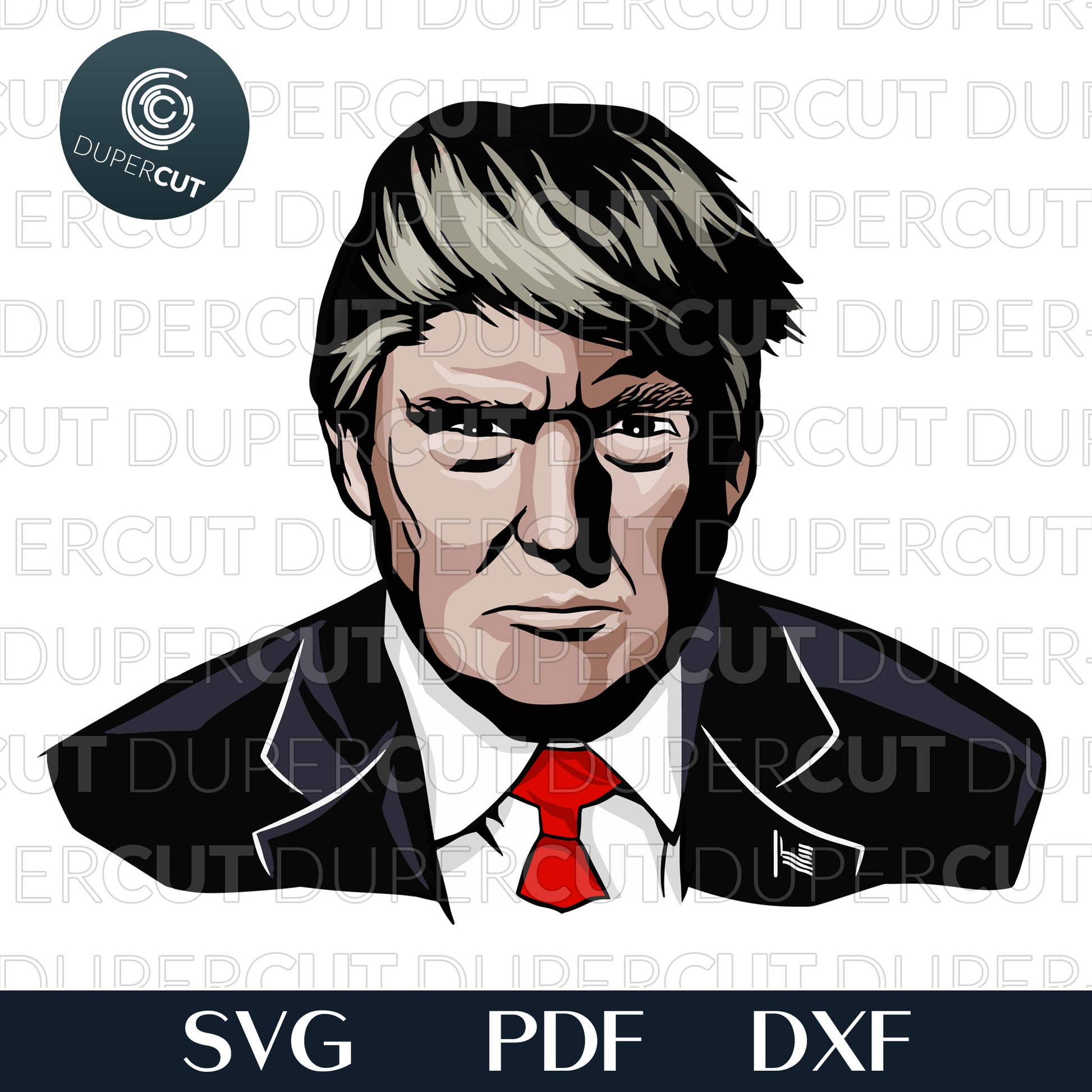 Paper cutting template - Donuld Trump Color portrait Illustration