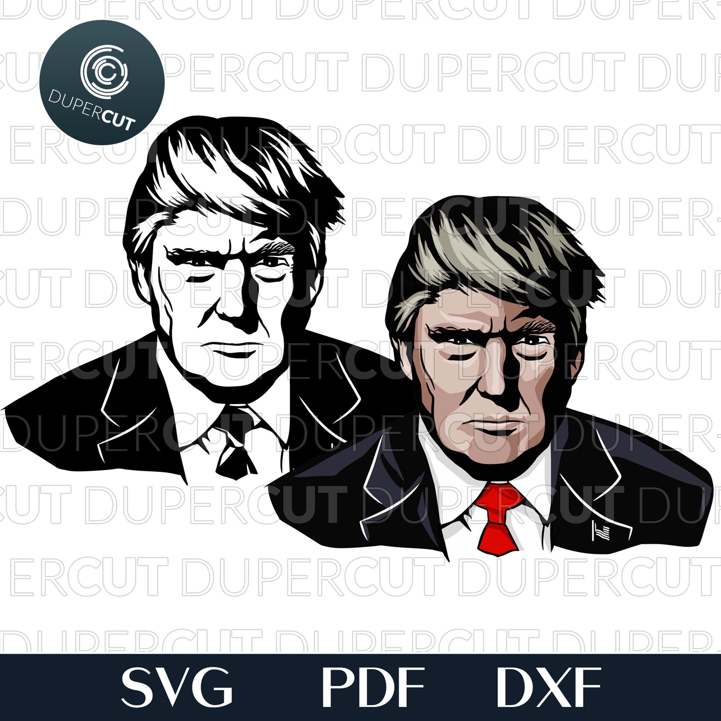 Paper cutting template - Donuld Trump SVG file - Printable cutting file - Portrait