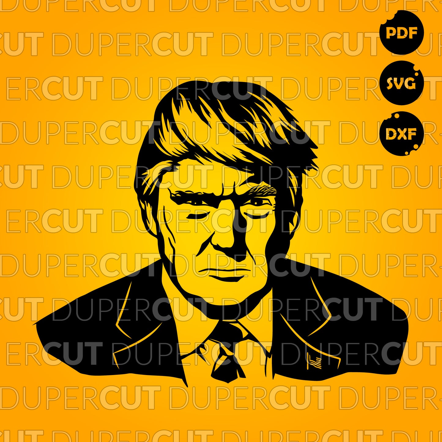 Paper cutting template - Donuld Trump Illustration Drawing