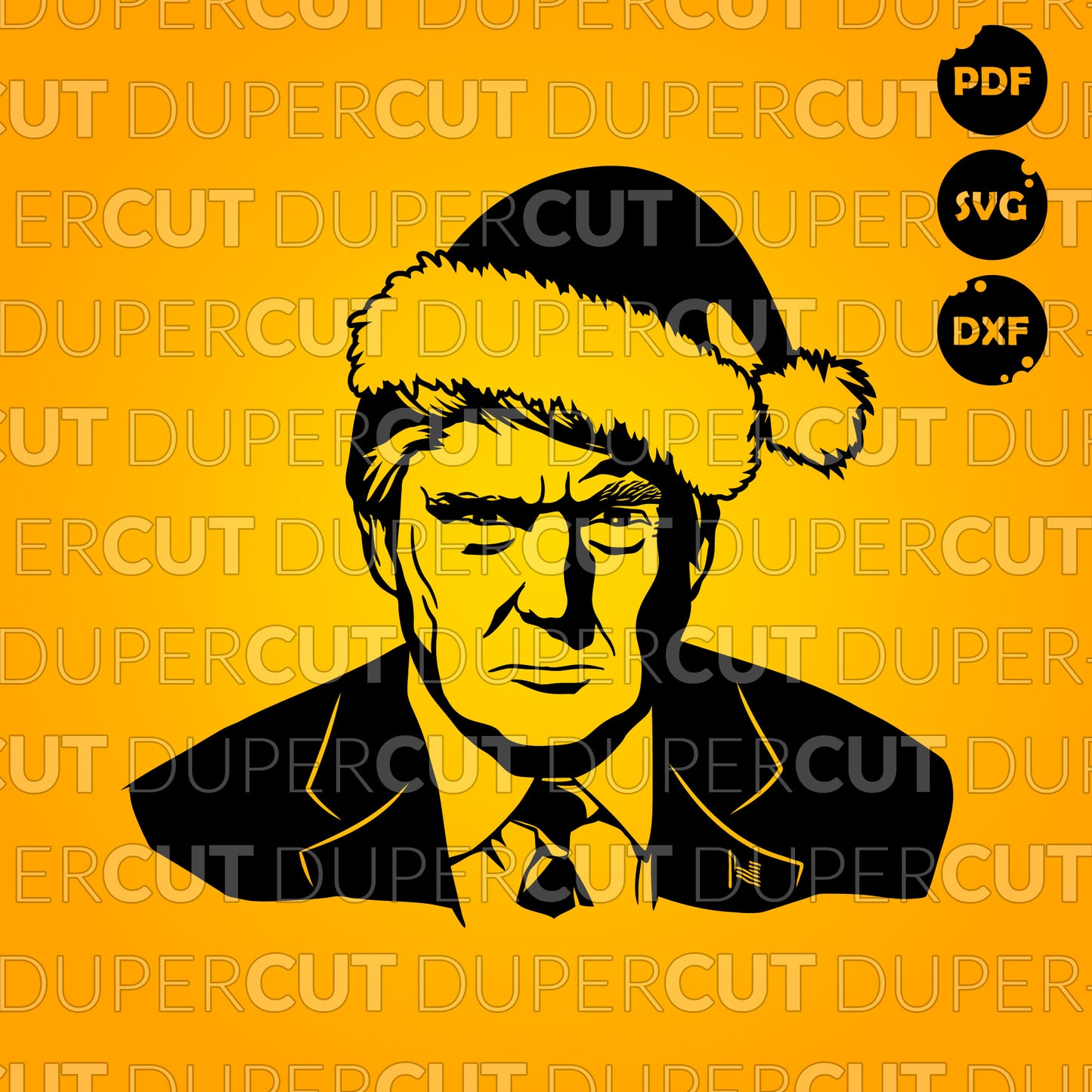 Paper cutting template - Donuld Trump Silhouette - Christmas
