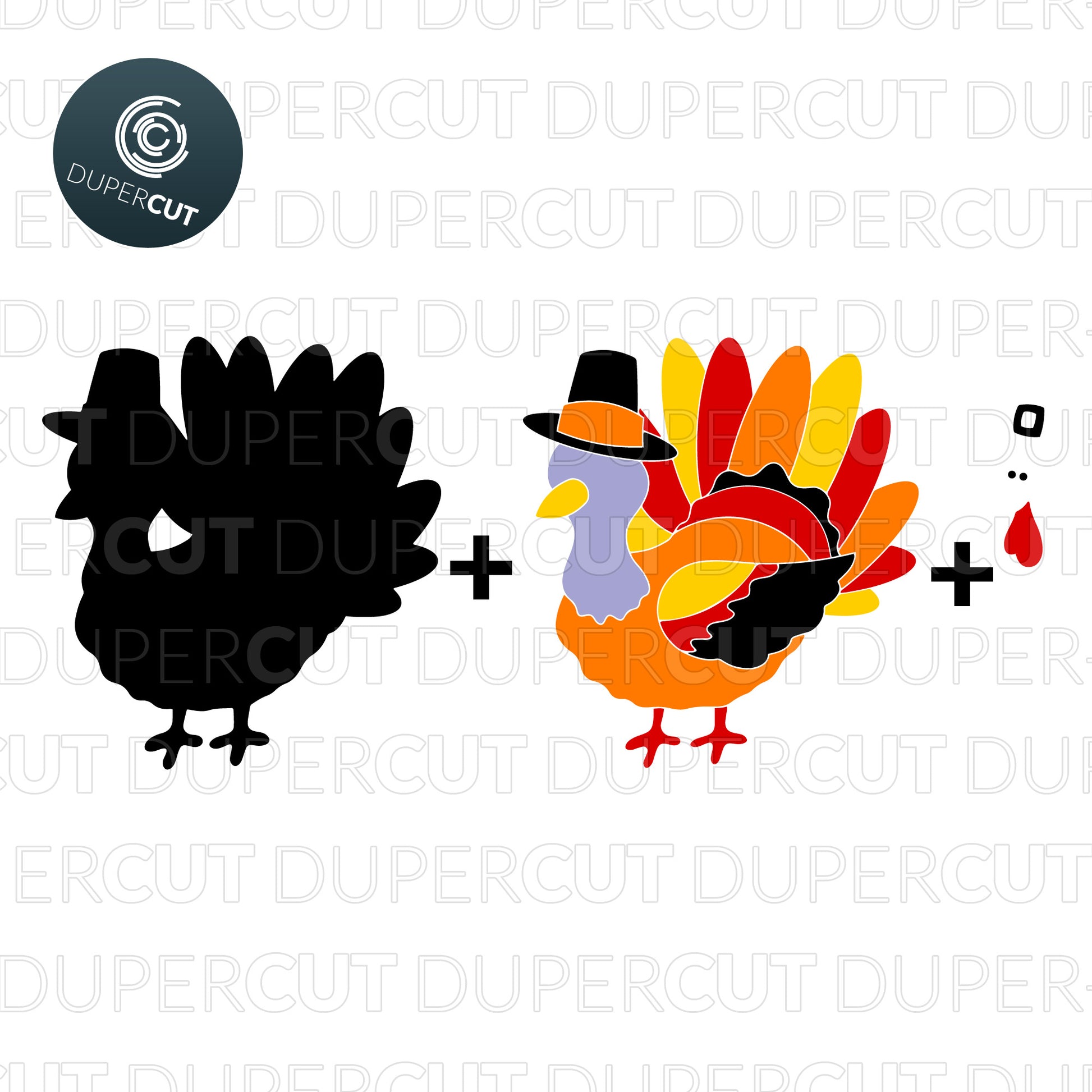 Thanksgiving turkey, layered  template - SVG DXF PNG files for Cricut, Glowforge, Silhouette Cameo, CNC Machines