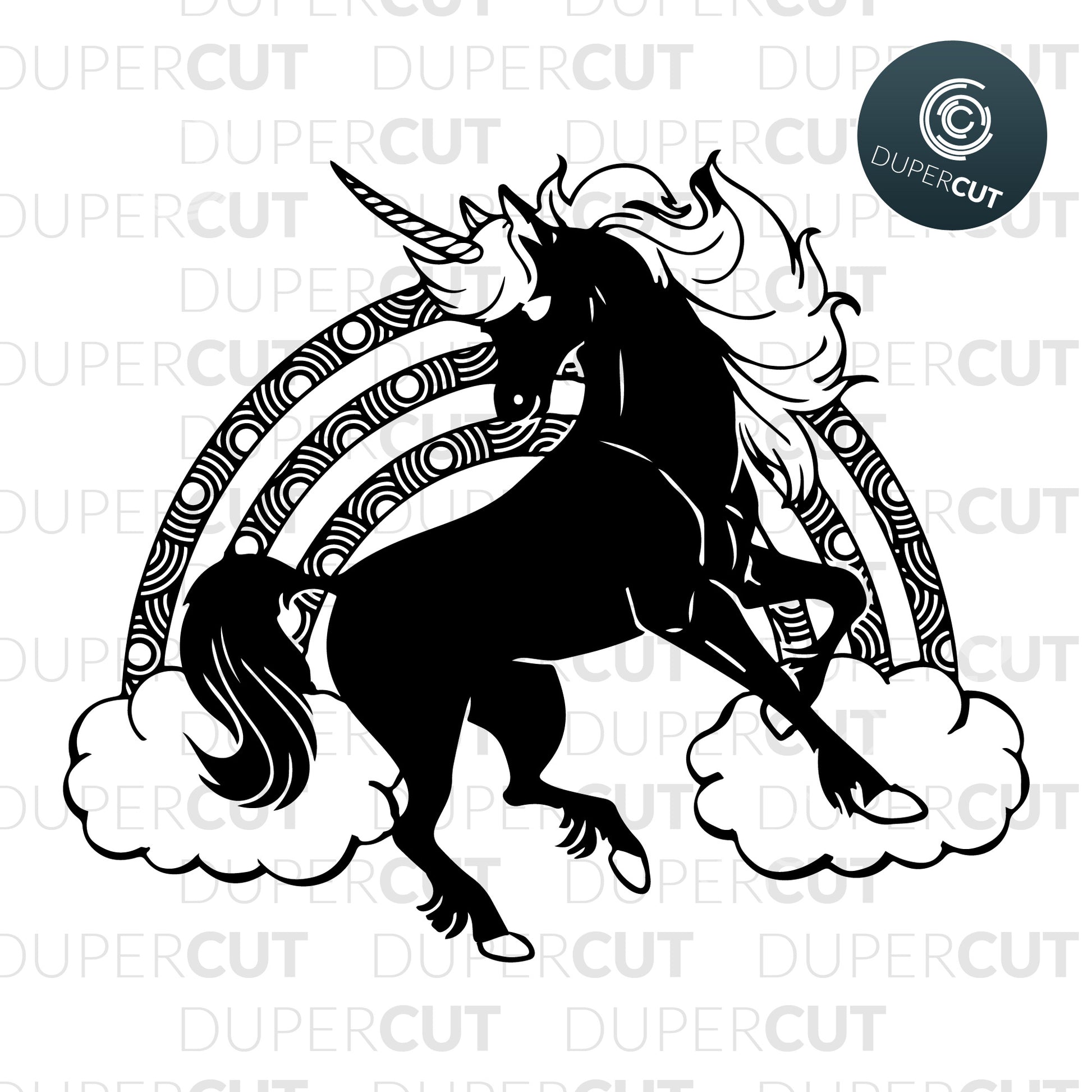 SVG PNG DXF unicorn nursery decor - paper cutting template, print on demand files, for Cricut, Grlowforge, Silhouette