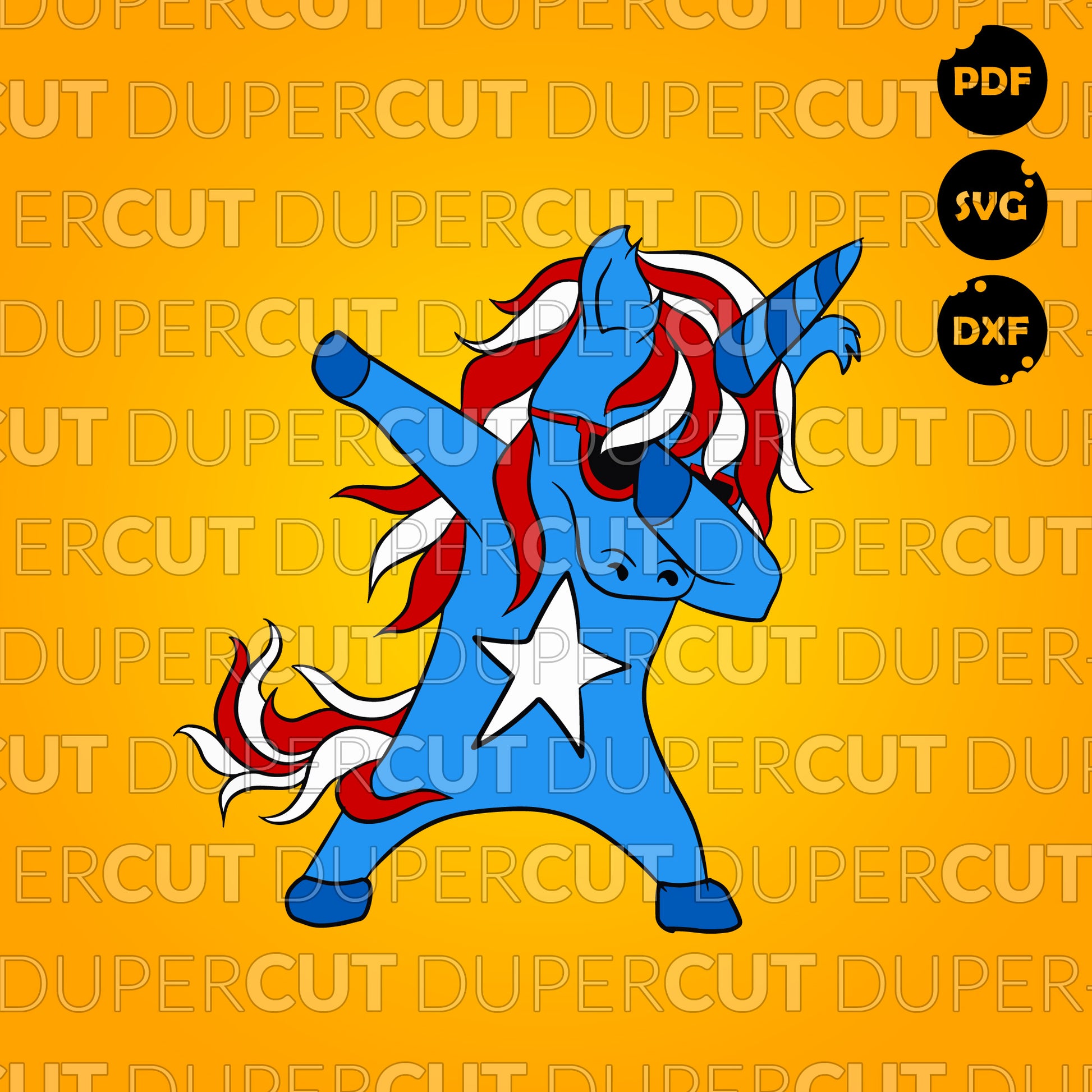 Color SVG for Cricut -  Printable Unicorn Dab - Independence Day