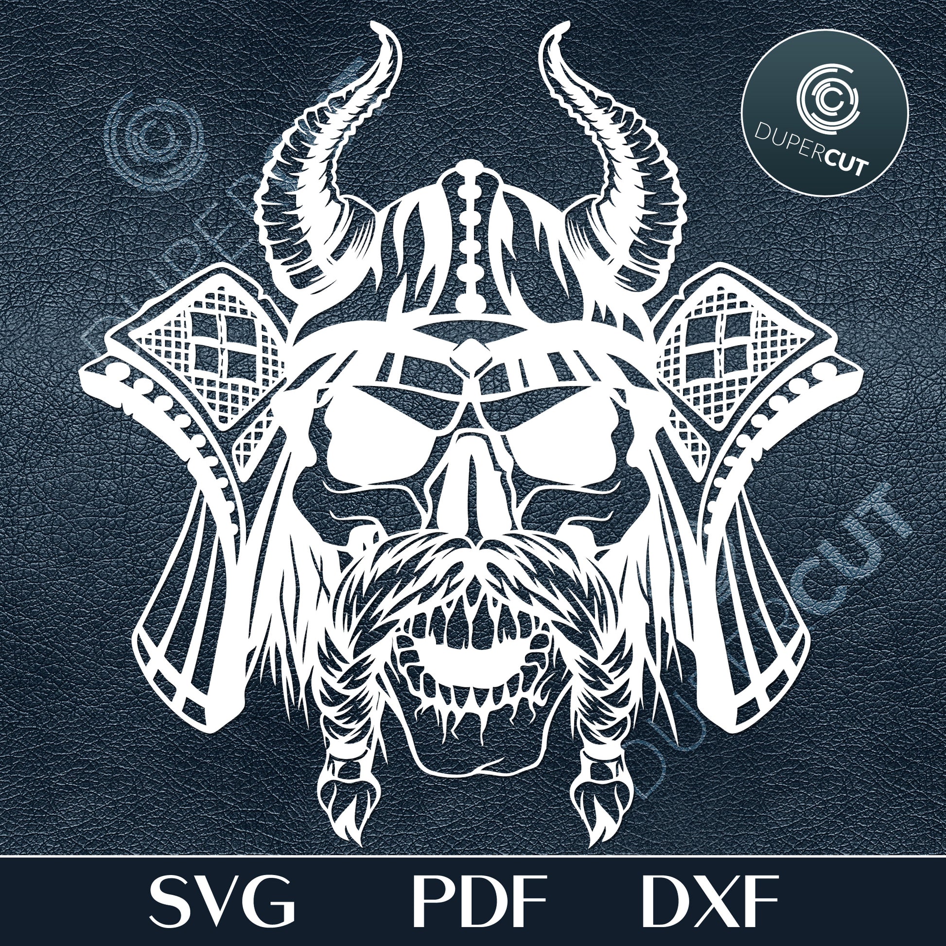 Viking Skull gothic line art. Paper cutting template SVG PNG DXF files. For DIY projects Cricut, Glowforge, Silhouette Cameo, CNC Machines.