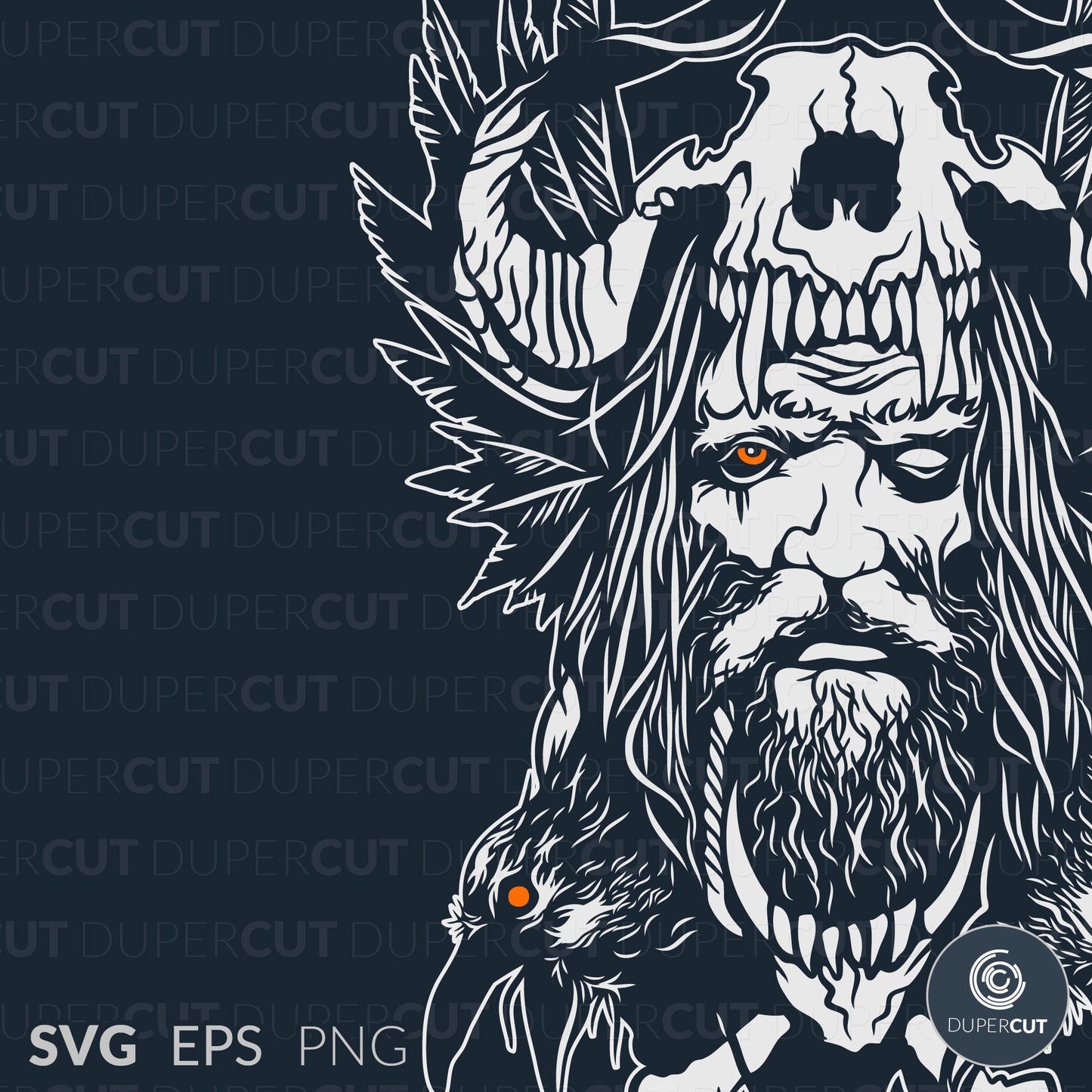 Viking black and white - EPS, SVG, PNG files. Vector Colour illustration for print on demand, sublimation, custom t-shirts, hoodies, tumblers.