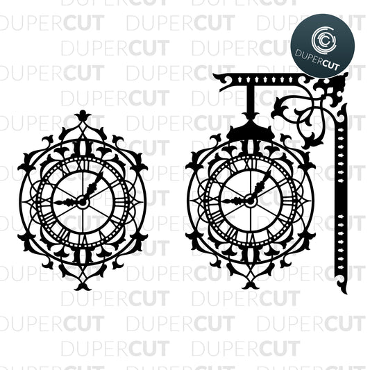 Free template SVG PNG DXF cutting files. Vintage clock. For Cricut, Glowforge, Silhouette Cameo, CNC Machines.