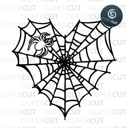 Heart shaped spider web, cutting template - SVG DXF PNG files for Cricut, Glowforge, Silhouette Cameo, CNC Machines