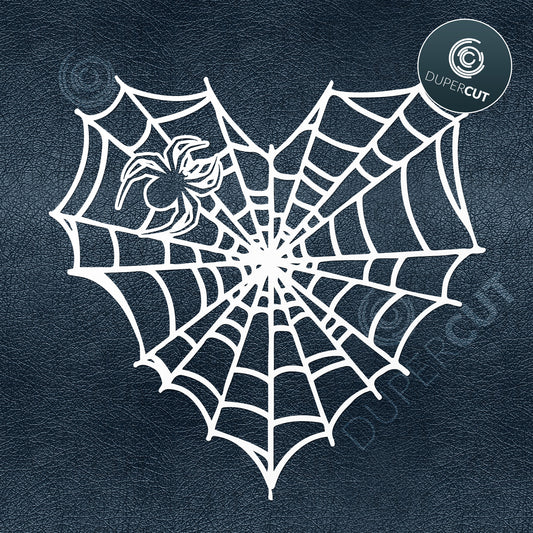 Spider web in shape of heart, cutting template - SVG DXF PNG files for Cricut, Glowforge, Silhouette Cameo, CNC Machines