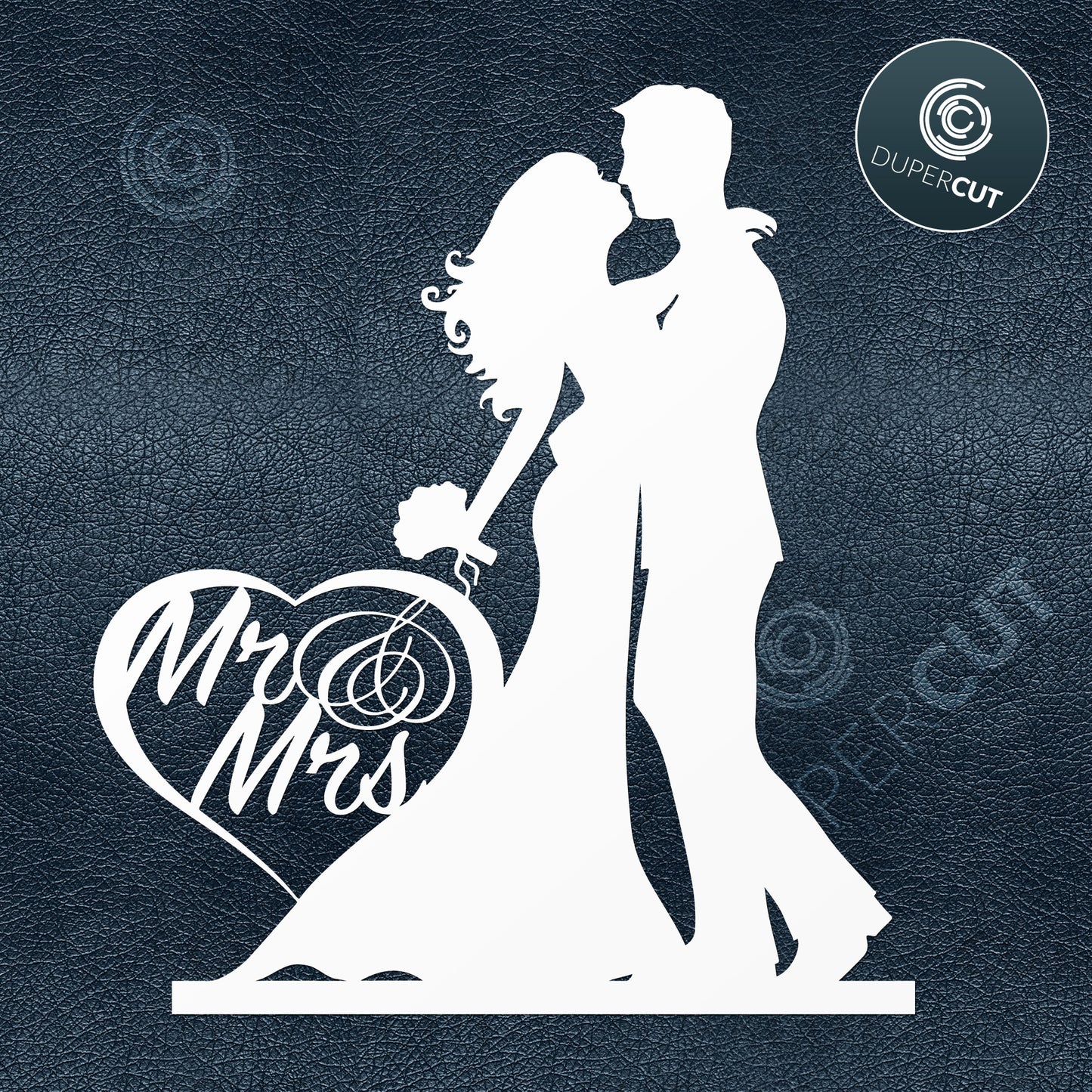 MR & MRS - DIY wedding cake topper template - SVG PDF DXF cutting files for laser and digital machines, Glowforge, Cricut, Silhouette cameo, CNC plasma
