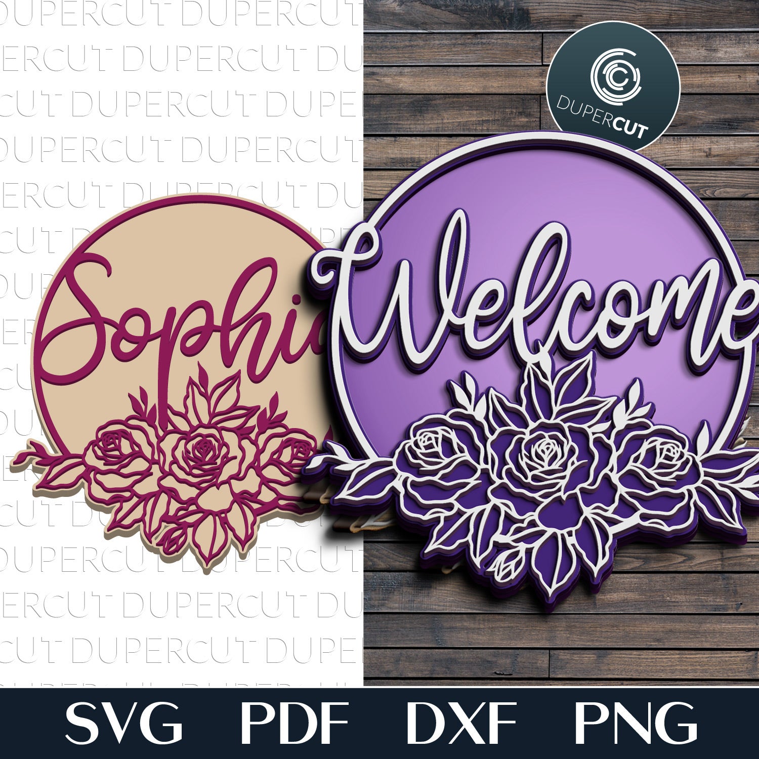 ROSES SIGN - SVG / DXF / PDF – DuperCut