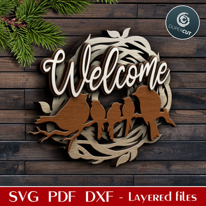 Family nest welcome sign - DIY Christmas gift ideas  - SVG PDF DXF layered cutting files for laser machines, Glowforge, Cricut, Silhouette cameo, CNC plasma
