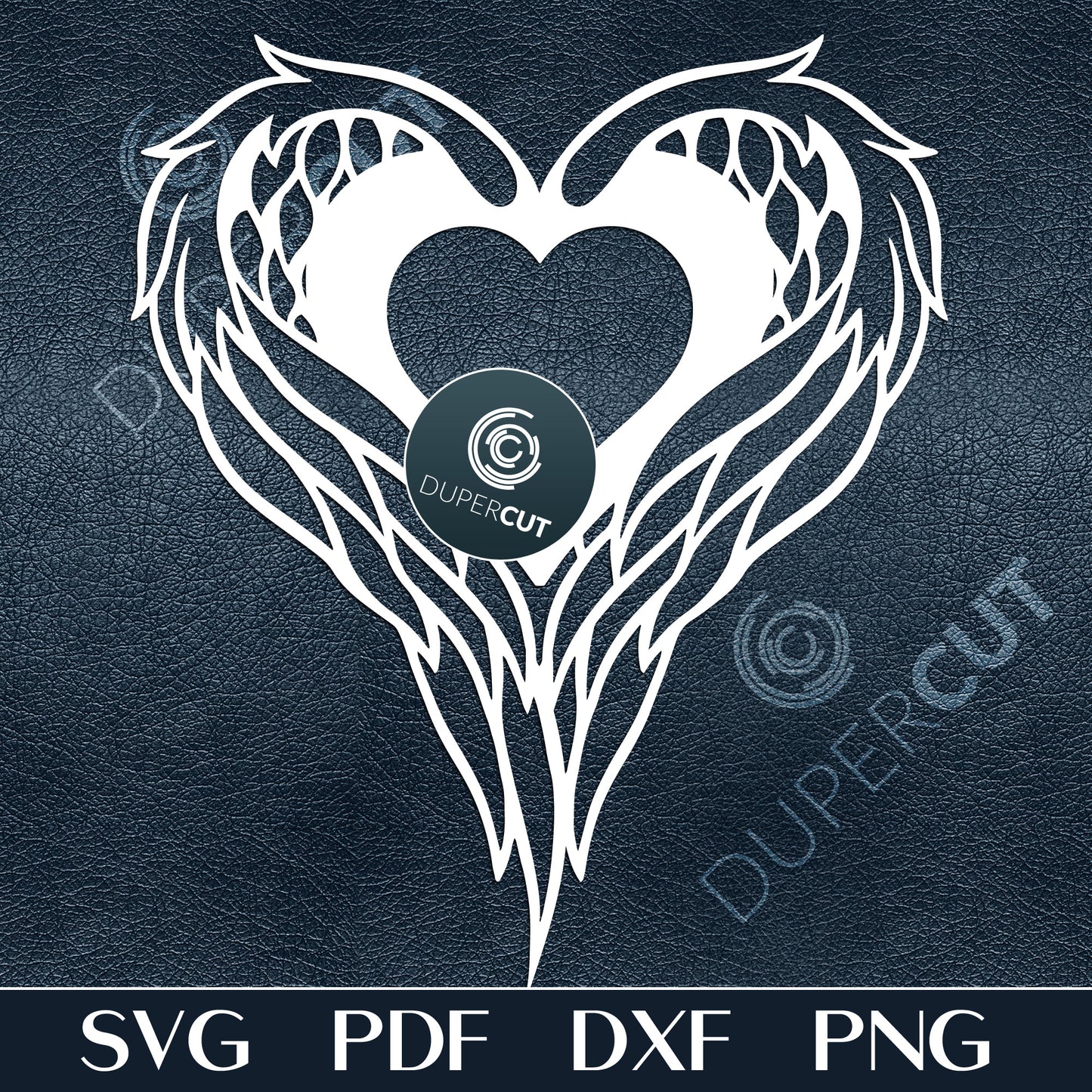 Winged heart - Valentines Day cutting files SVG PDF DXF vector template for laser machines, Glowforge, Cricut, Silhouette cameo