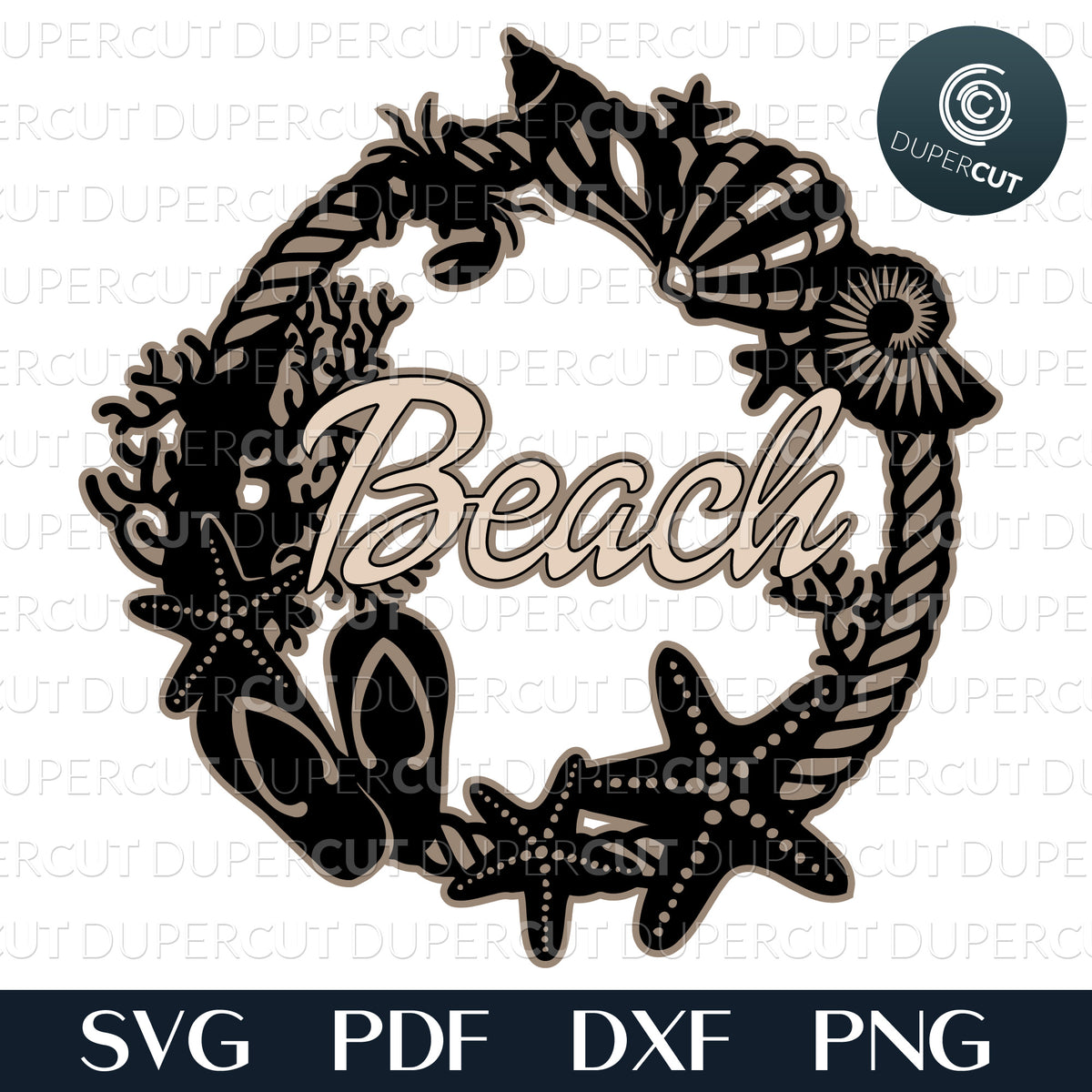 4 DESIGNS - SEASHELL WREATH - Layered - SVG / PDF / DXF – DuperCut