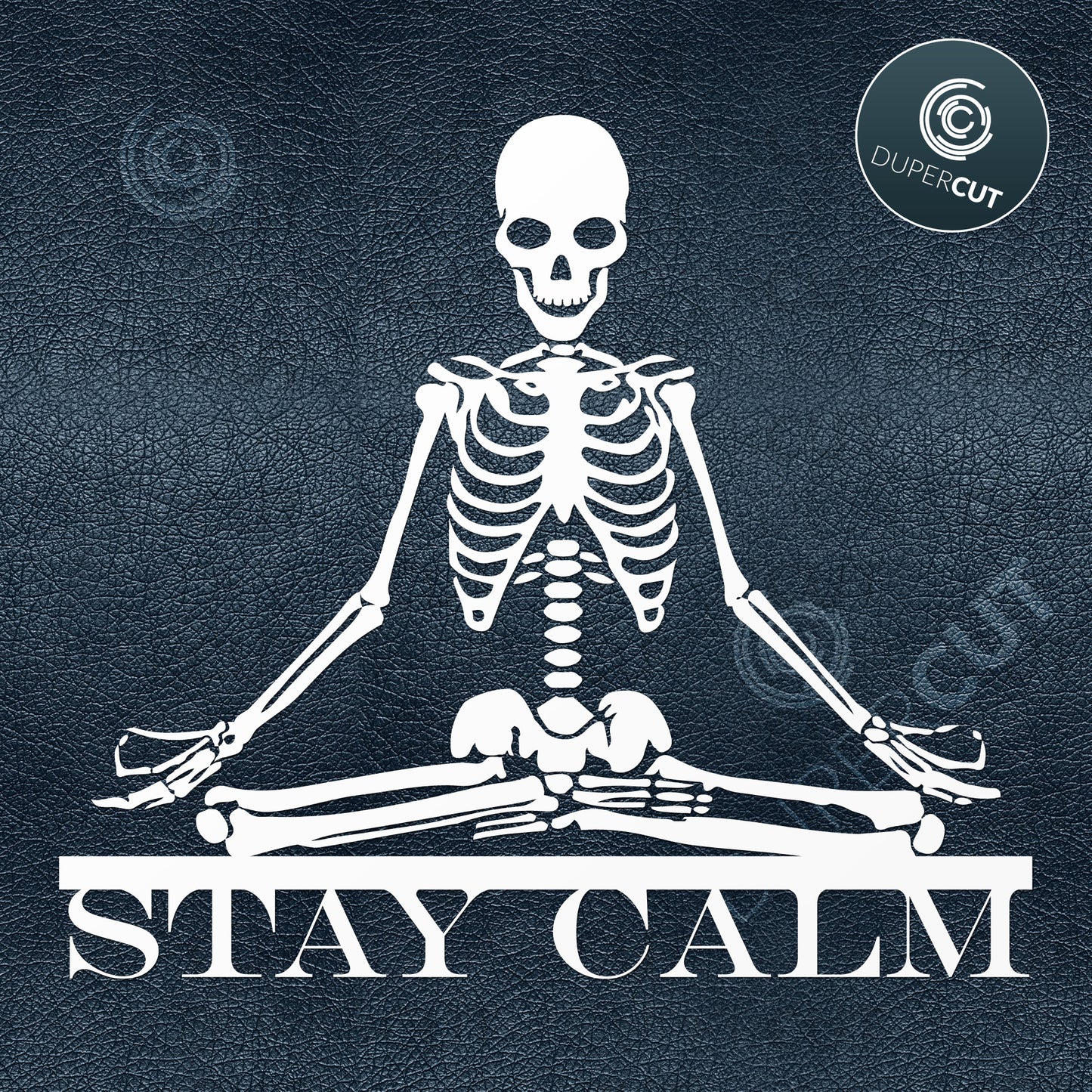 Meditating yoga Skeleton in lotus position. SVG JPEG DXF files, Paper cutting template for cutting crafts, laser, sublimation, vinyl, print on demand