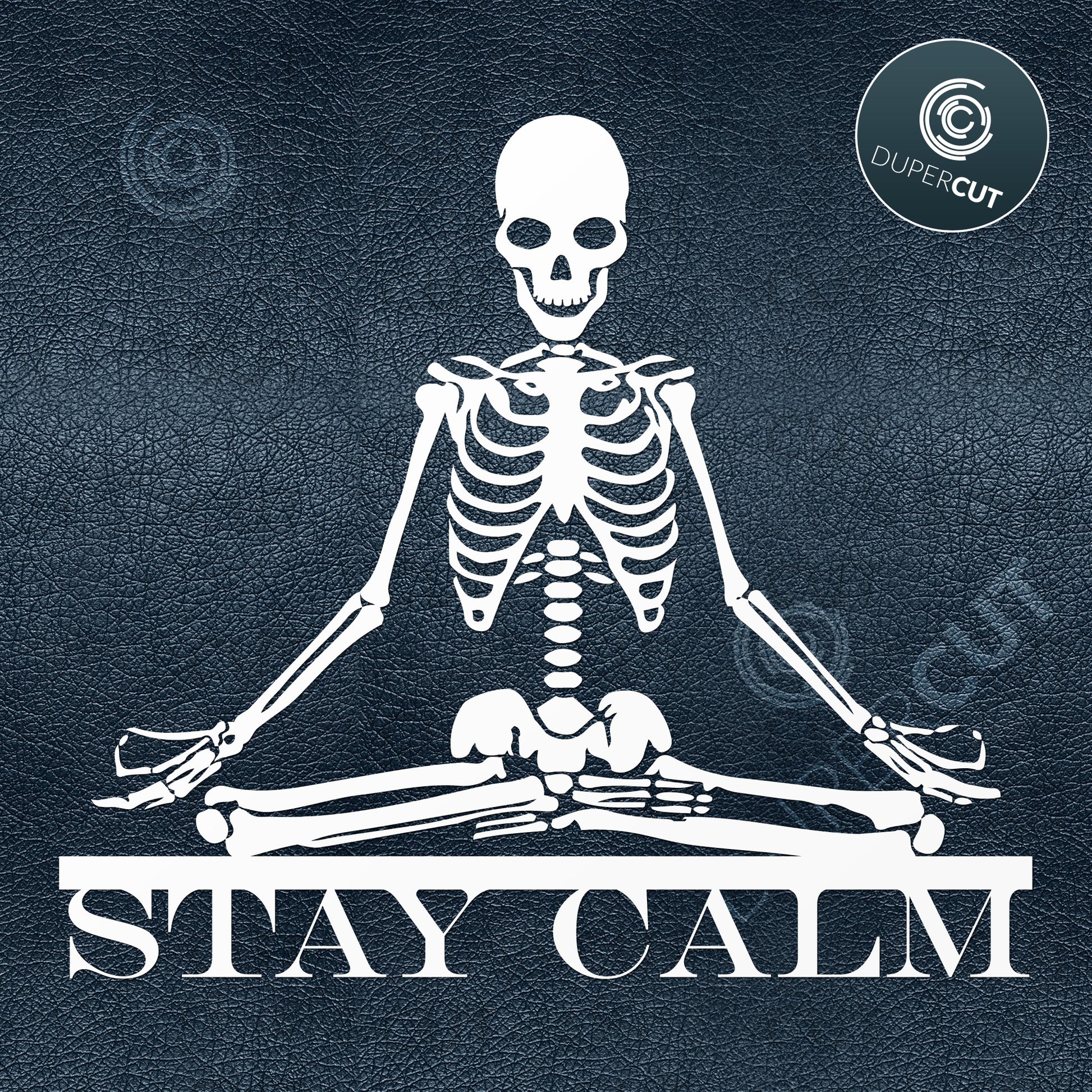 Meditating yoga Skeleton in lotus position. SVG JPEG DXF files, Paper cutting template for cutting crafts, laser, sublimation, vinyl, print on demand