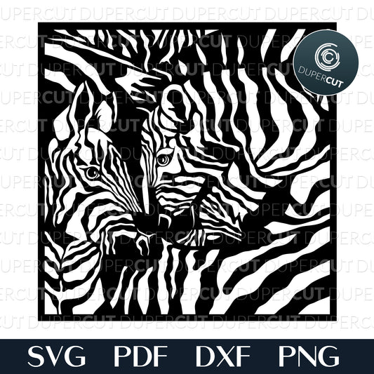 Laser files - Zebra abstract wall art template. SVG PNG DXF cutting files for Cricut, Glowforge, Silhouette cameo, laser engraving