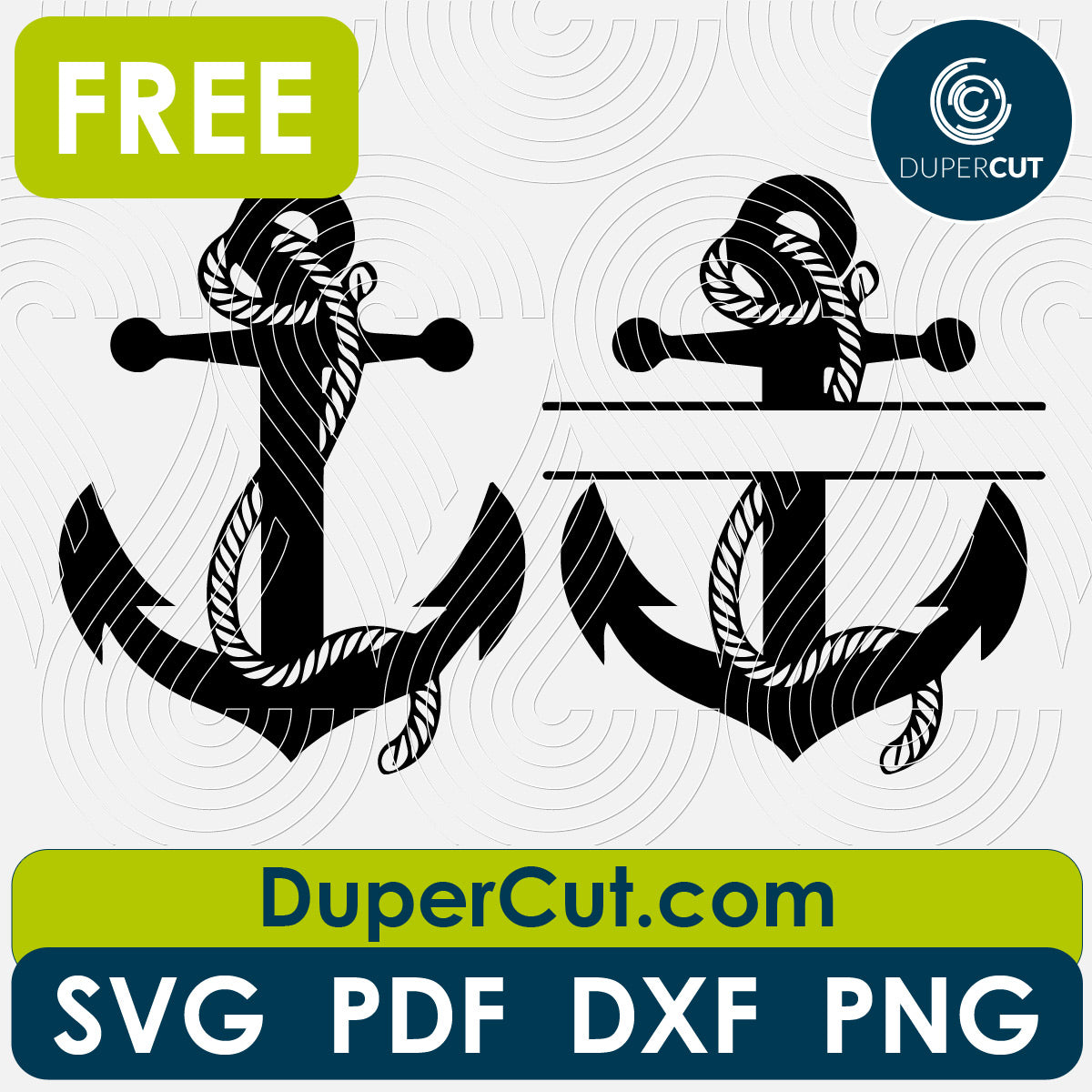 Anchor add custom text - free cutting files SVG DXF vector template for laser cutting and engraving. For Glowforge, Cricut, Silhouette, scroll saw, cnc plasma machines by DuperCut