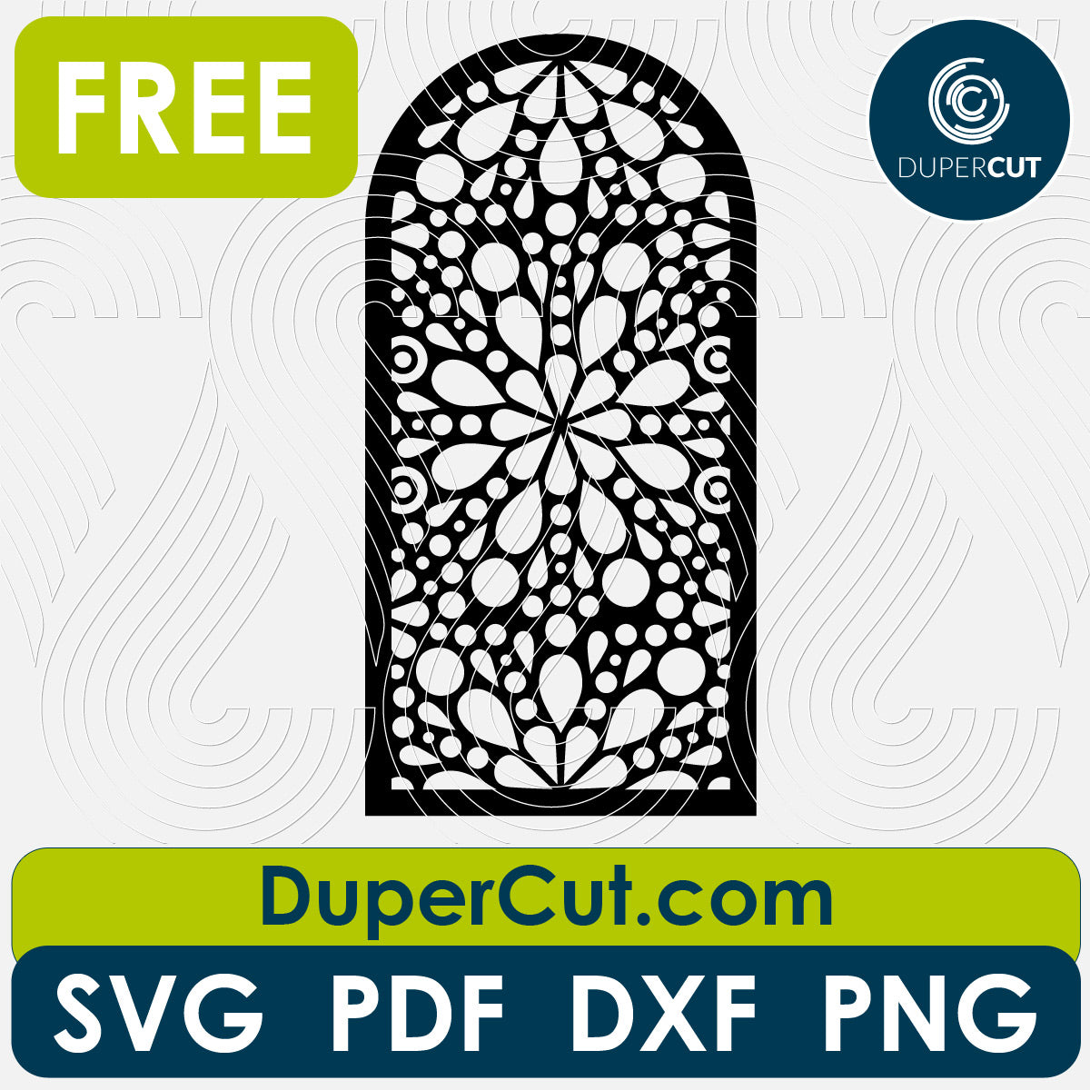 Abstract floral panel - free cutting files SVG DXF vector template for laser cutting and engraving. For Glowforge, Cricut, Silhouette, scroll saw, cnc plasma machines by DuperCut
