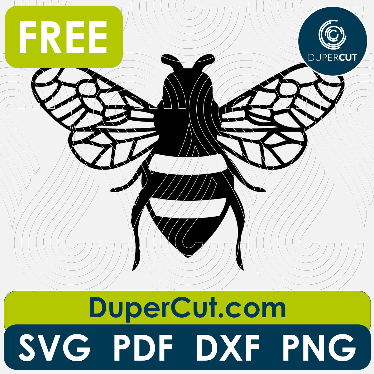 Bee silhouette - free cutting files SVG DXF vector template for laser cutting and engraving. For Glowforge, Cricut, Silhouette, scroll saw, cnc plasma machines by DuperCut