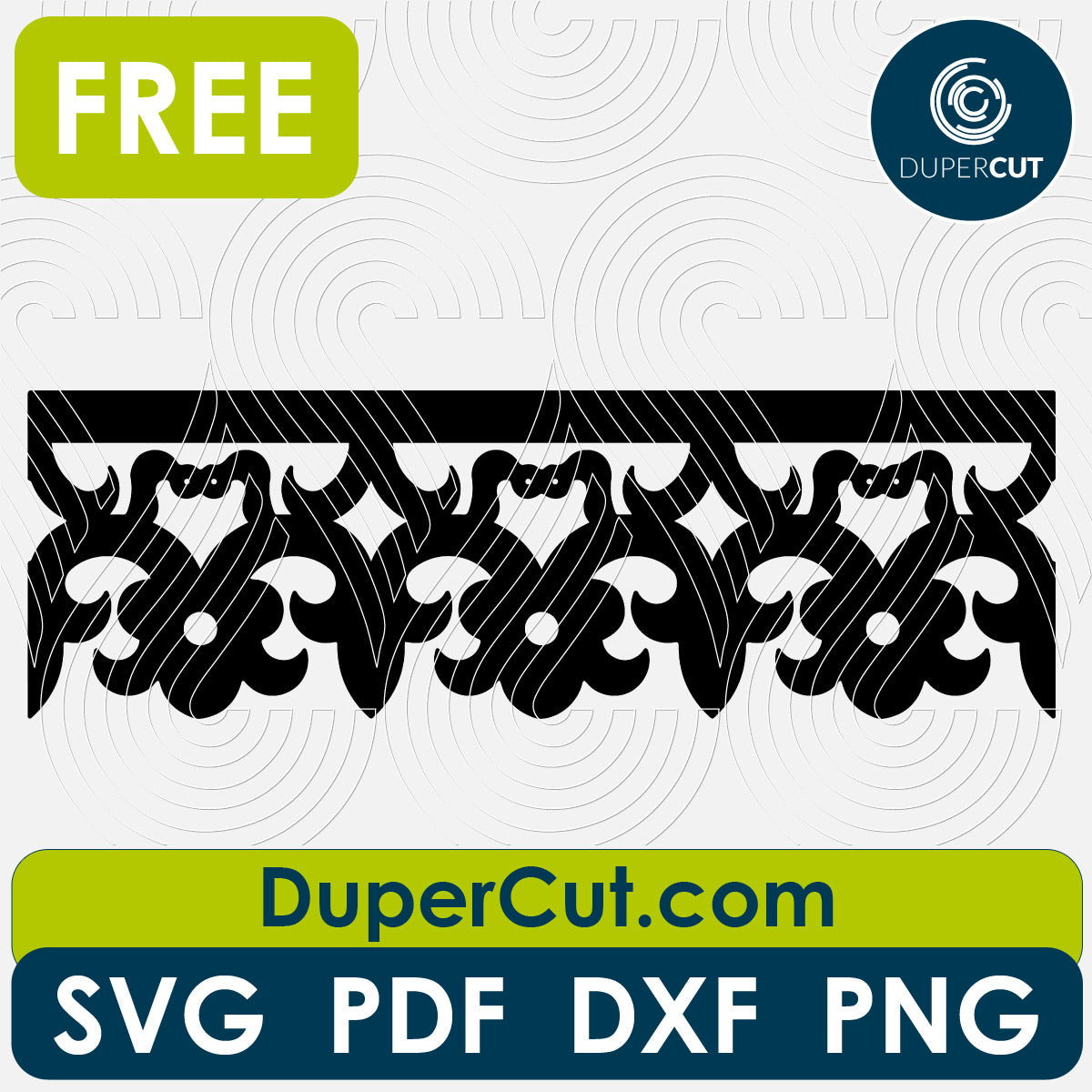 Border pattern seamless, FREE cutting template SVG PNG DXF files for Glowforge, Cricut, Silhouette, CNC laser router by DuperCut.com